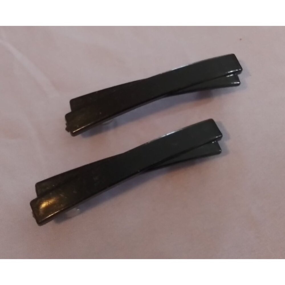 Vintage Black Hair Barrettes Set Of 2 - Classic Design